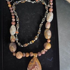 Heidi Daus Brown and Orange Beaded Necklace